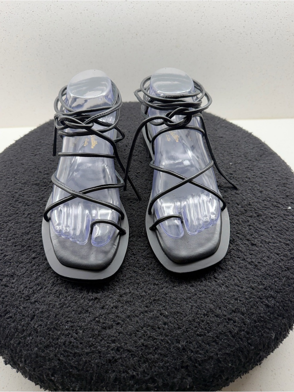 Seychelles Black Leather Lace-Up Gladiator Sandals | 7.5